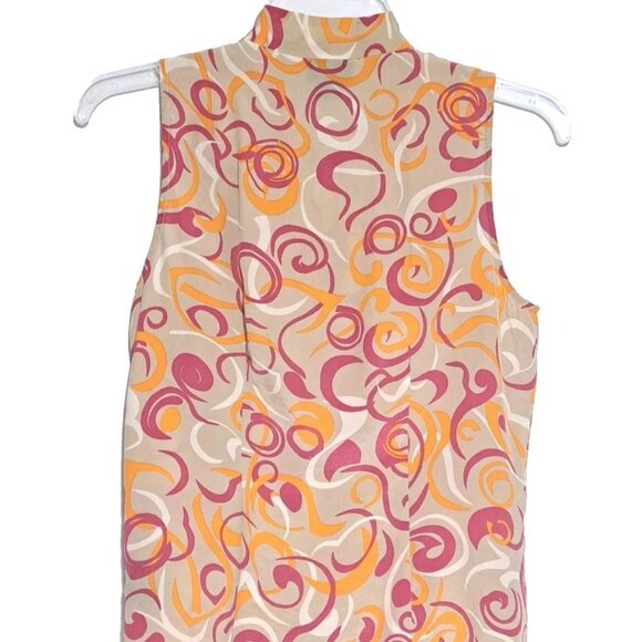 Vintage Mixit 100% Silk Tie Neck Top Sleeve Less Button Down Blouse Sz 8 Casual - Picture 5 of 8